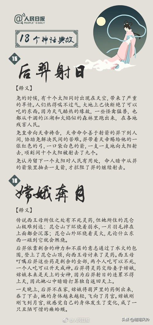 中国传统文化中的30篇经典神话,人民日报70个古诗词典故