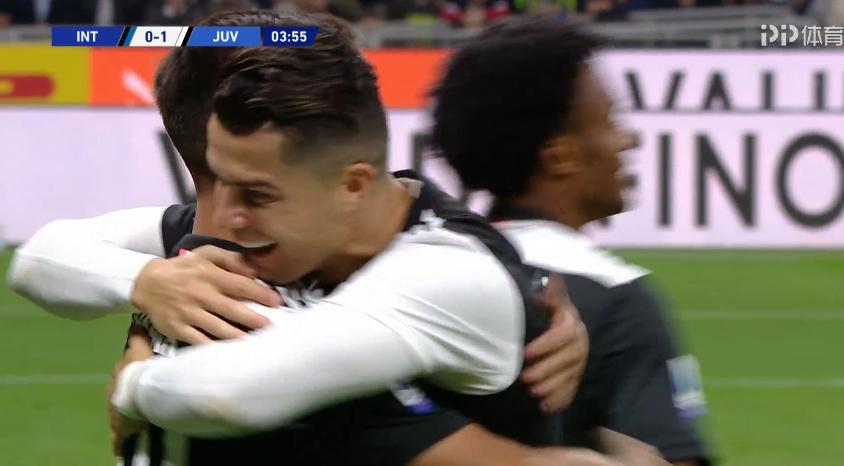 尤文vs国米c罗半场梅开二度回放,尤文全队疯狂庆祝视频