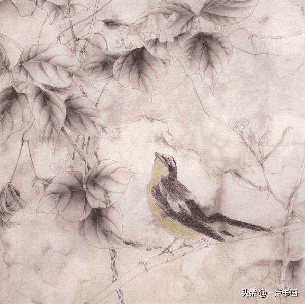 工笔斗方花鸟画图片,工笔花鸟画白描水仙