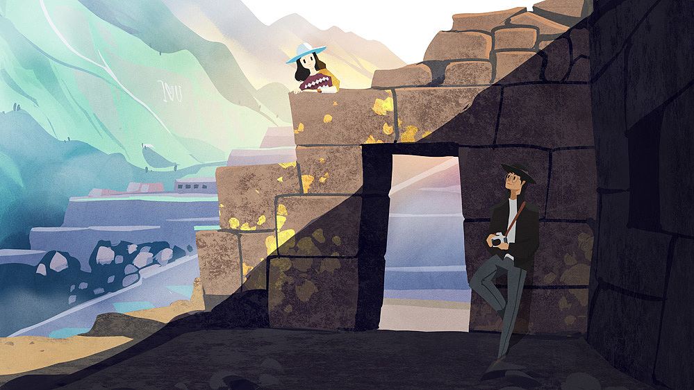 两个人的旅行,两个人的插画