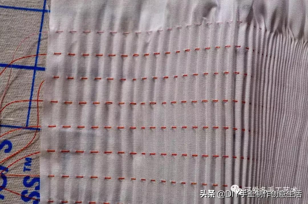 缩褶绣编织视频教程,棒针褶皱效果