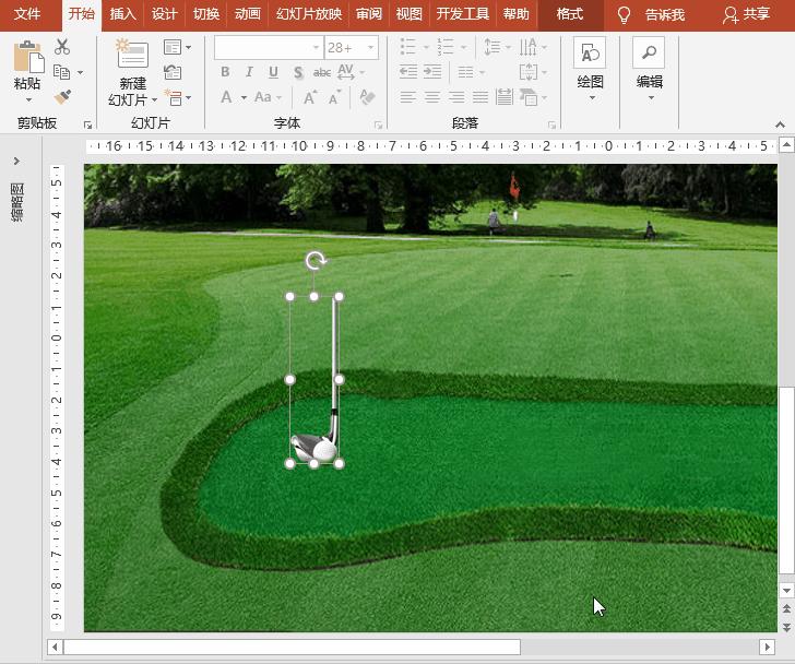 PowerPoint动画特效制作：打高尔夫练习果岭模拟高尔夫推杆切杆