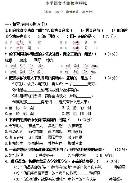 名师整理|2020年小升初语文全国名校真题卷+复习卷（附答案）