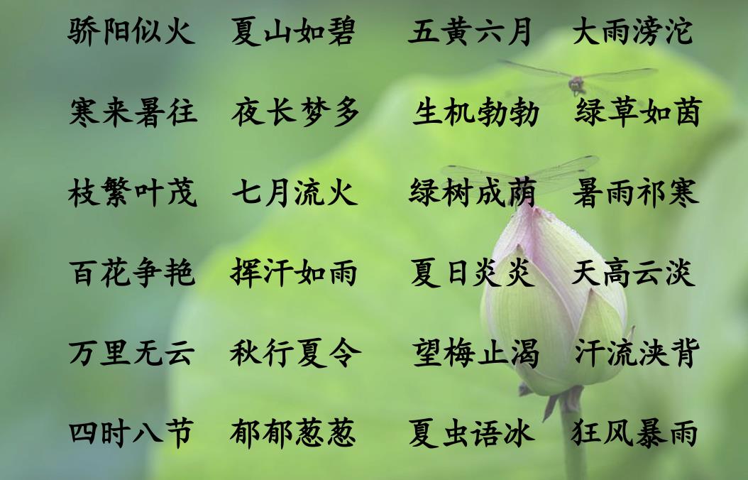 四季成语春夏秋冬,描写春夏秋冬的词语和诗句