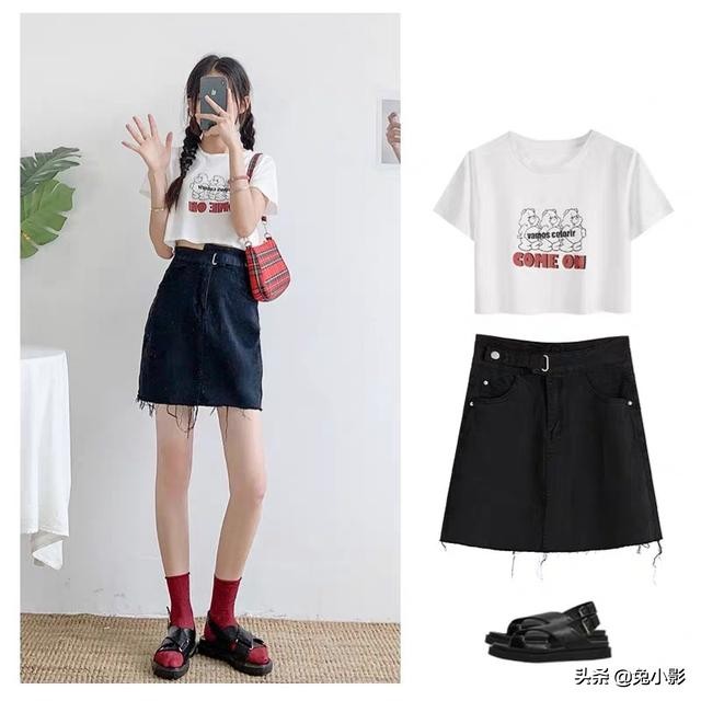 夏季时尚卡通t恤,短款简约的t恤怎么搭都时髦好看