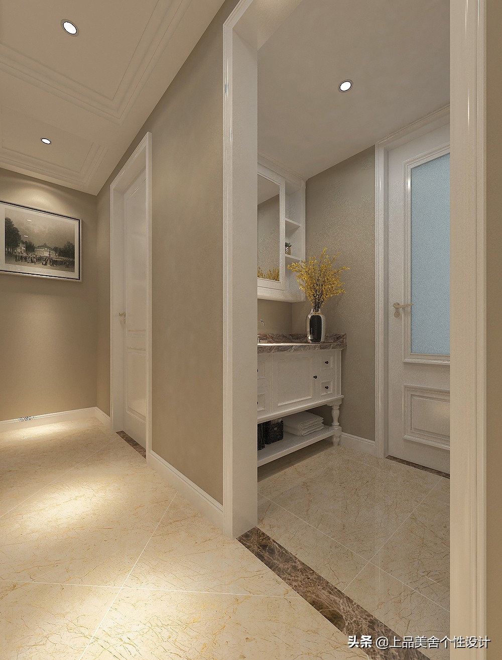 118平米美式风格，整面墙的电视柜大大提升了收纳空间