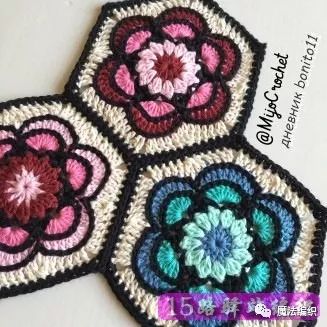 钩针编织花样200款,精致的钩针六边形蕾丝图案花样