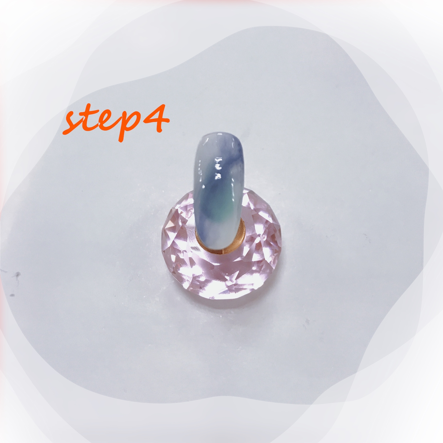 晕染蓝色美甲教程,仙气美甲晕染款式