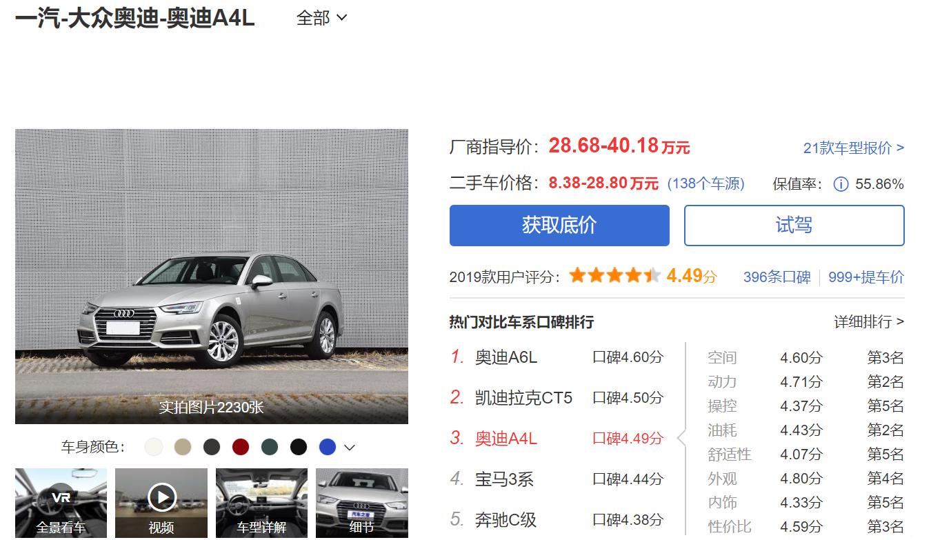 a4l奥迪1.4t多少钱,奥迪A4l配置及价格