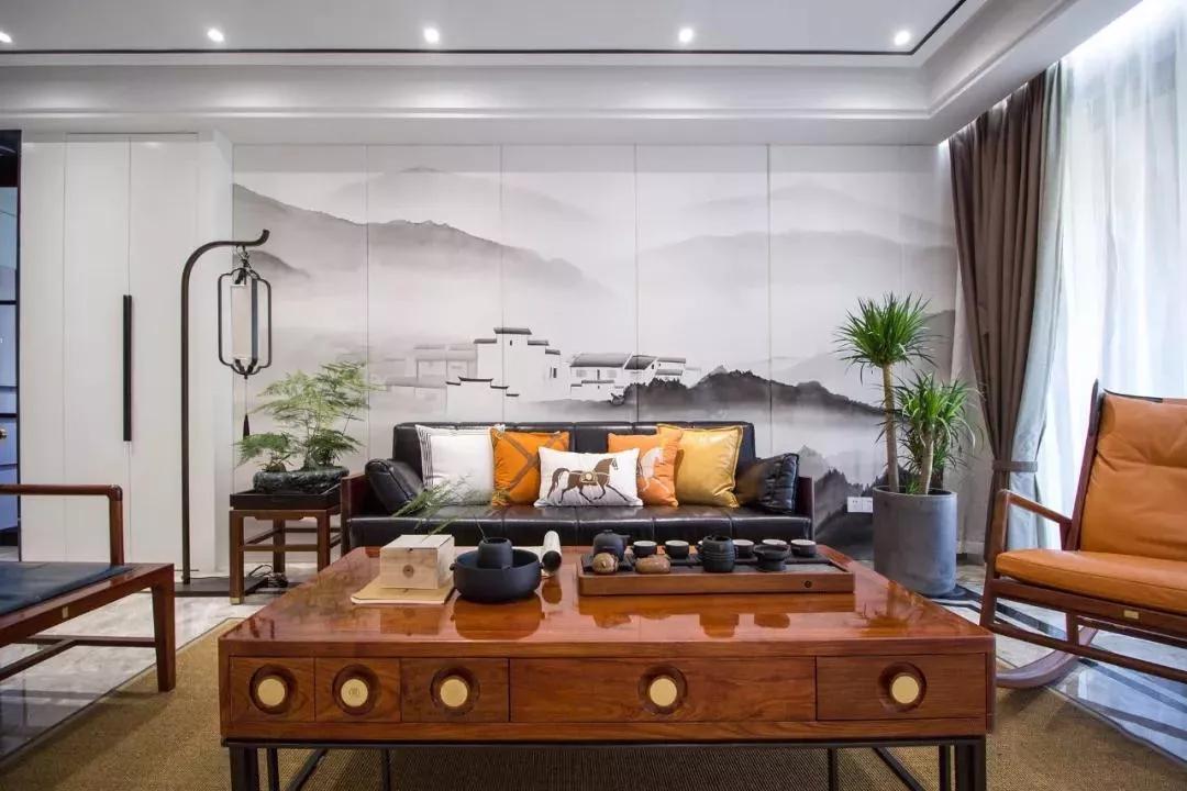 浅色中式电视柜一体背景墙,简单便宜的中式风格的电视墙