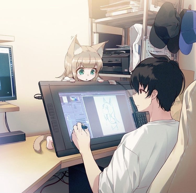 铲屎官们你们了解柴犬吗,铲屎官和他的主子插画