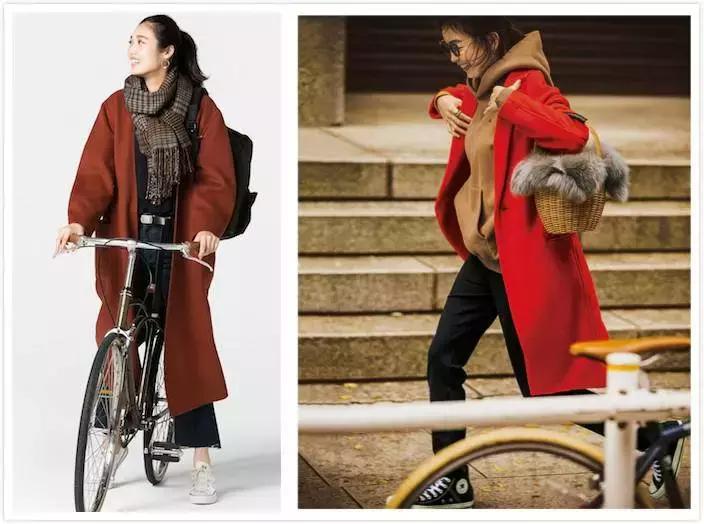 姑娘，你穿彩色大衣真好看！