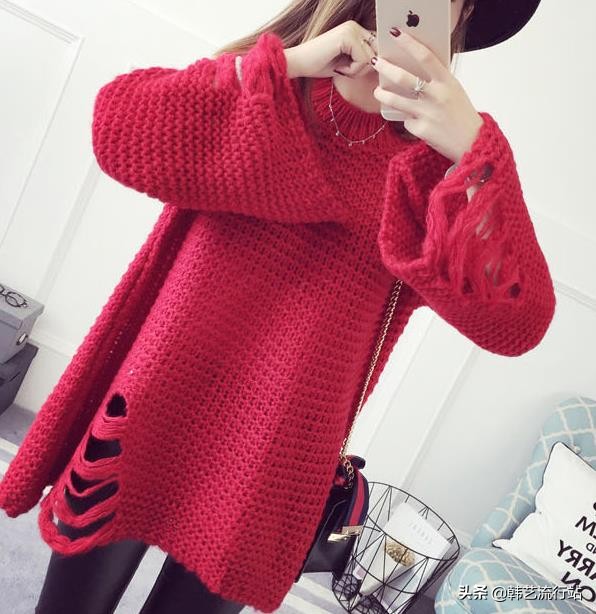 新款韩系秋冬针织毛衣,韩系软糯感浅蓝色针织毛衣