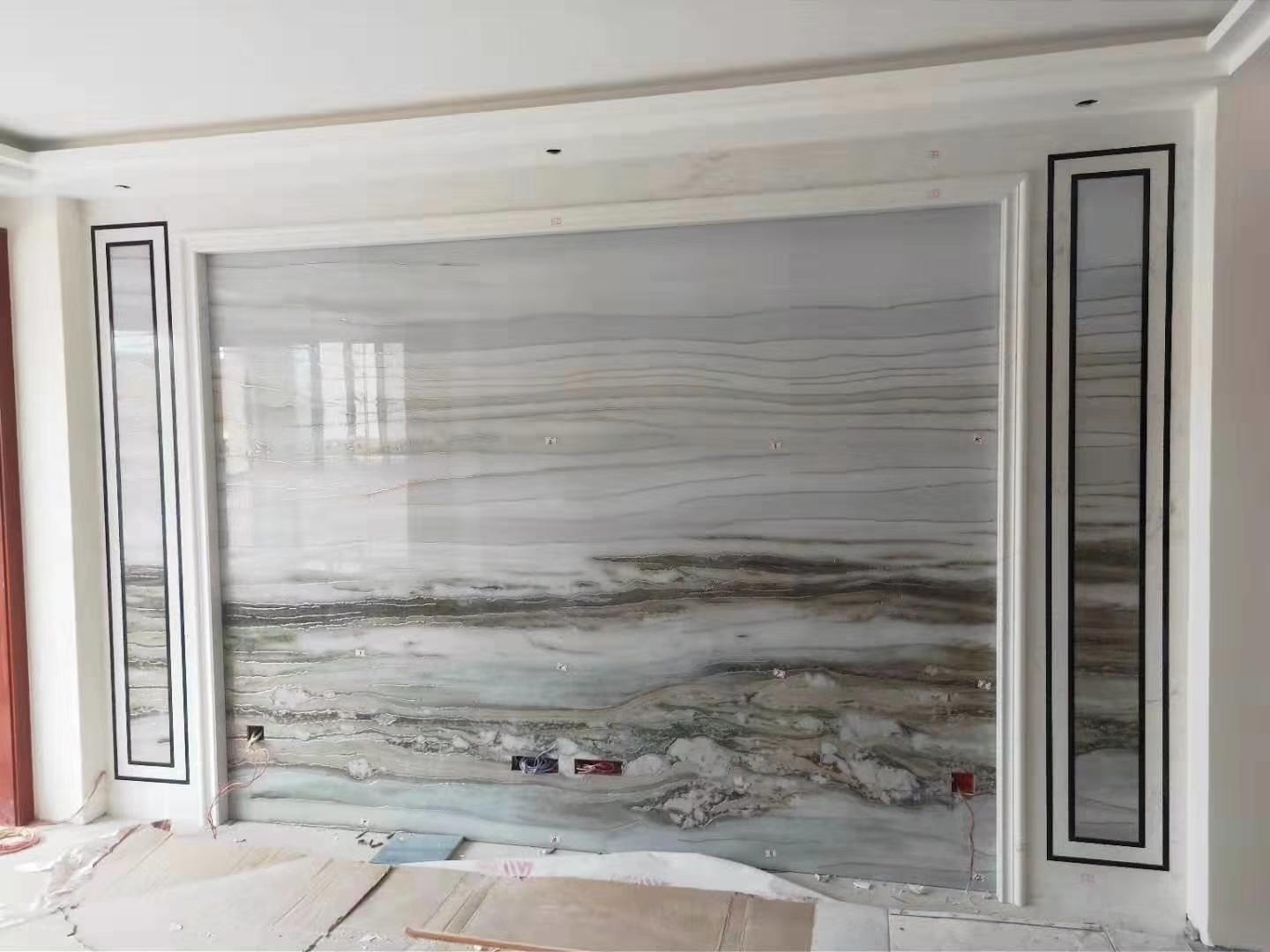 金属线造型电视背景墙,隐形门背景墙加金属线效果