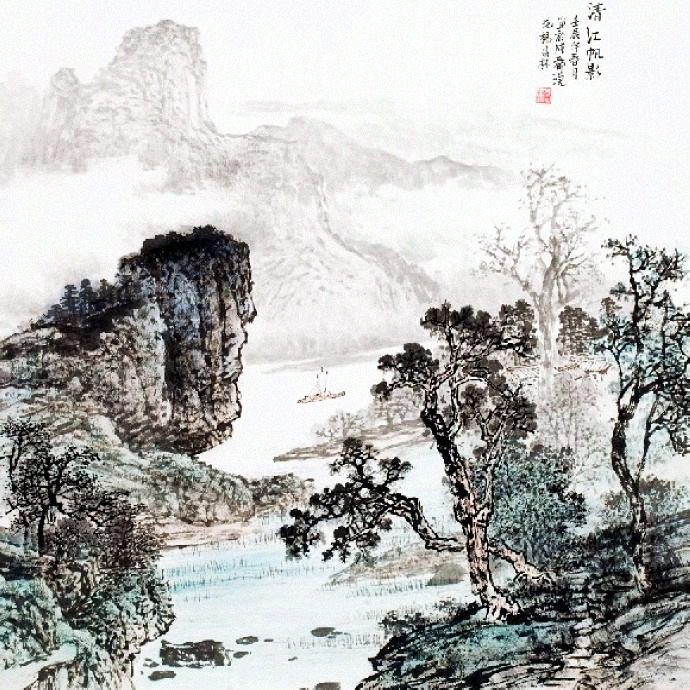 昌林水墨荷花国画,杨昌林山水画