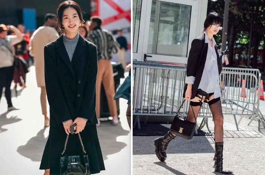 韩国女神穿搭,又飒又美的韩国女孩街拍穿搭示范
