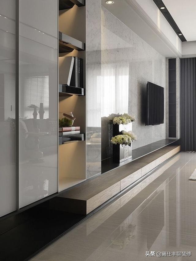 电视背景墙和隐形门设计有立体感,立体感电视背景墙