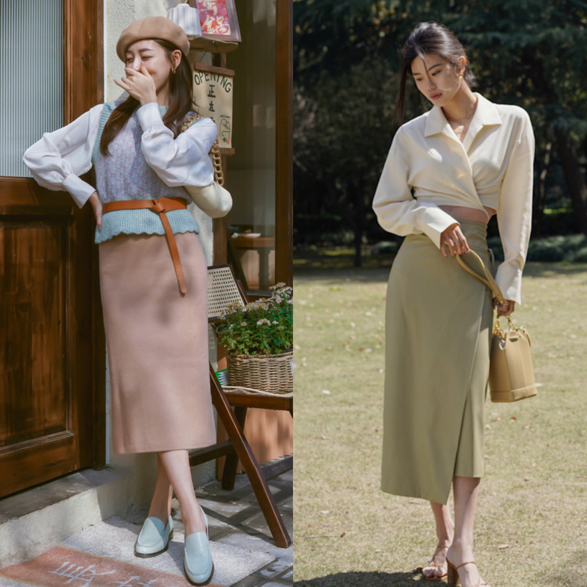 早秋衬衫搭配什么裙子,春天白色衬衫怎么搭配裙子才好看