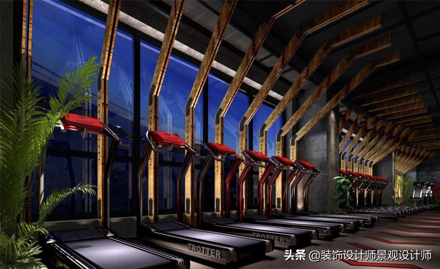 公司健身房设计效果图,书房健身房二合一设计效果图