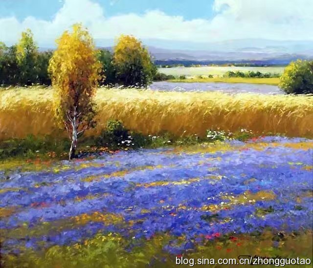 欧洲海滩风景油画作品欣赏,欧洲经典田园油画高清作品图