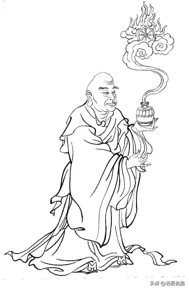 降龙罗汉白描图高清图片,降龙伏虎罗汉图白描