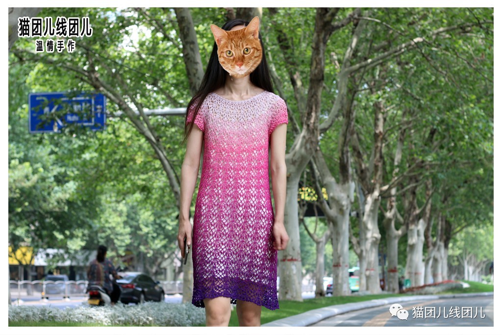 渐变钩裙,钩针绿意裙