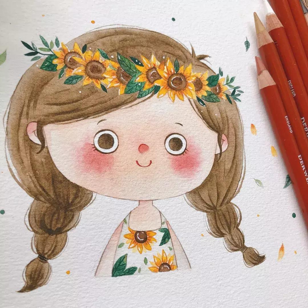 简笔画可爱小人插画,超萌可爱的插画小人