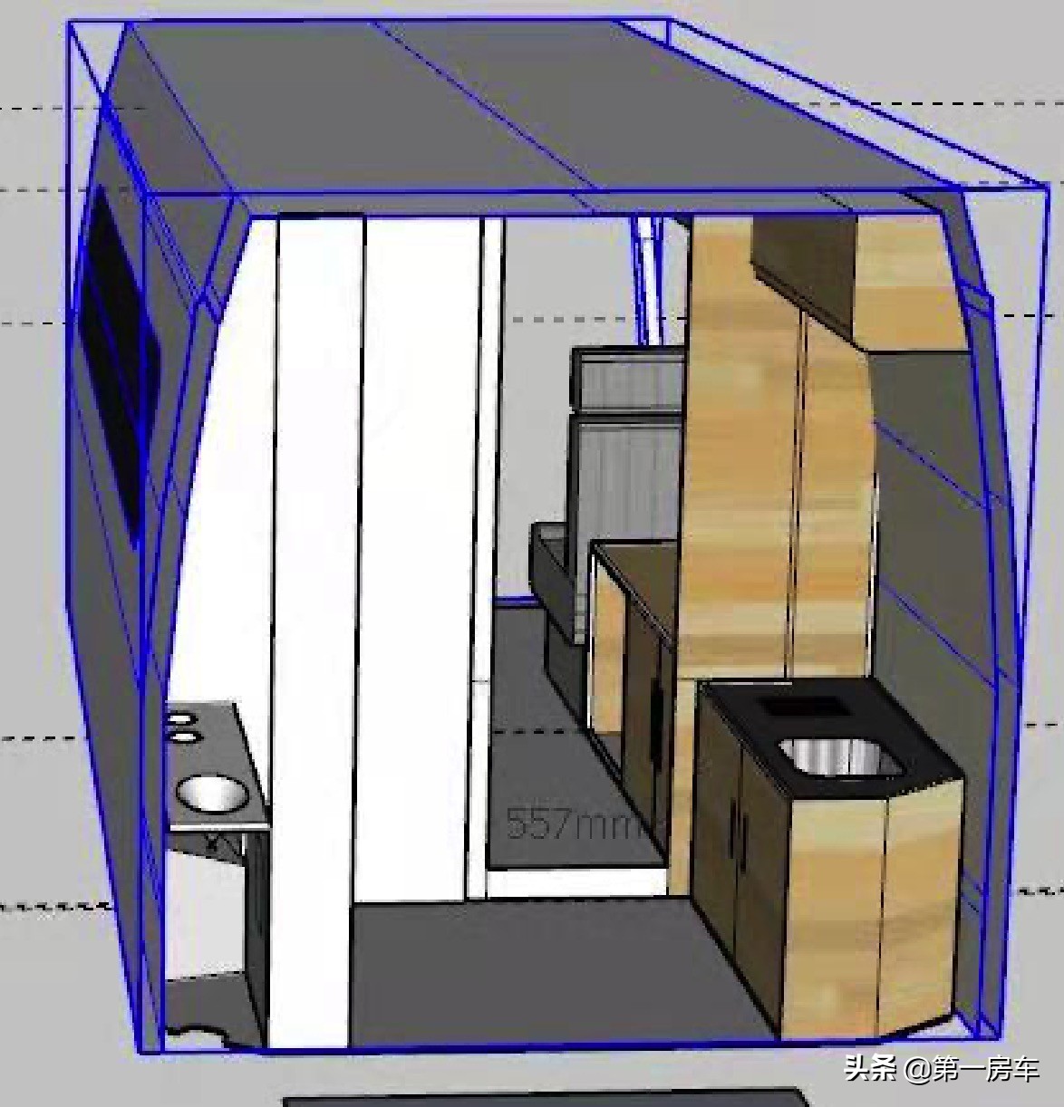 福特全顺中轴中顶房车后厨卫,新全顺房车改装效果图
