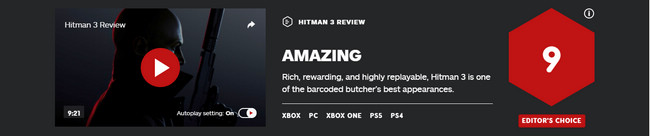 比上一代可玩性更高？《杀手3》被媒体打出9分遭玩家质疑