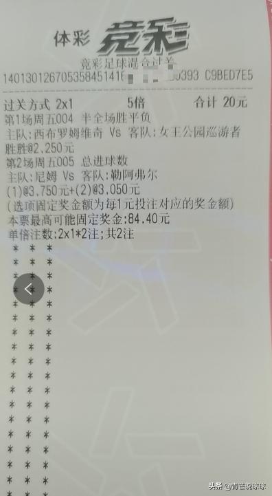 竞彩推荐：混合二串实单推荐，金丝雀的女王