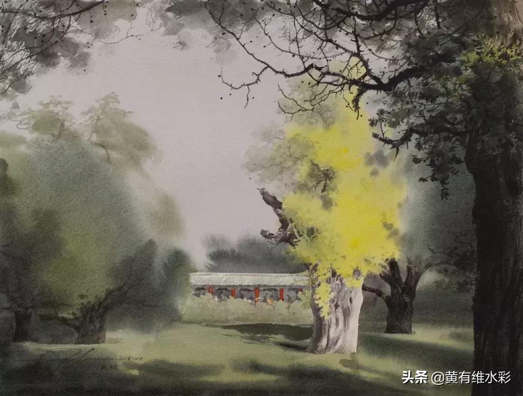 水彩画山风景入门,远山画法入门教程