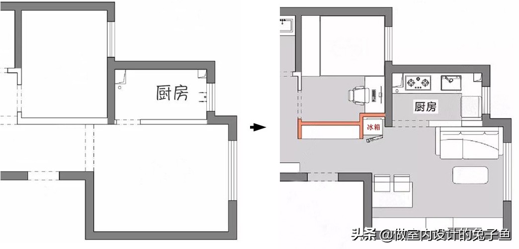 厨房太小放不下冰箱咋设计装修,厨房太小冰箱应该放哪里比较好