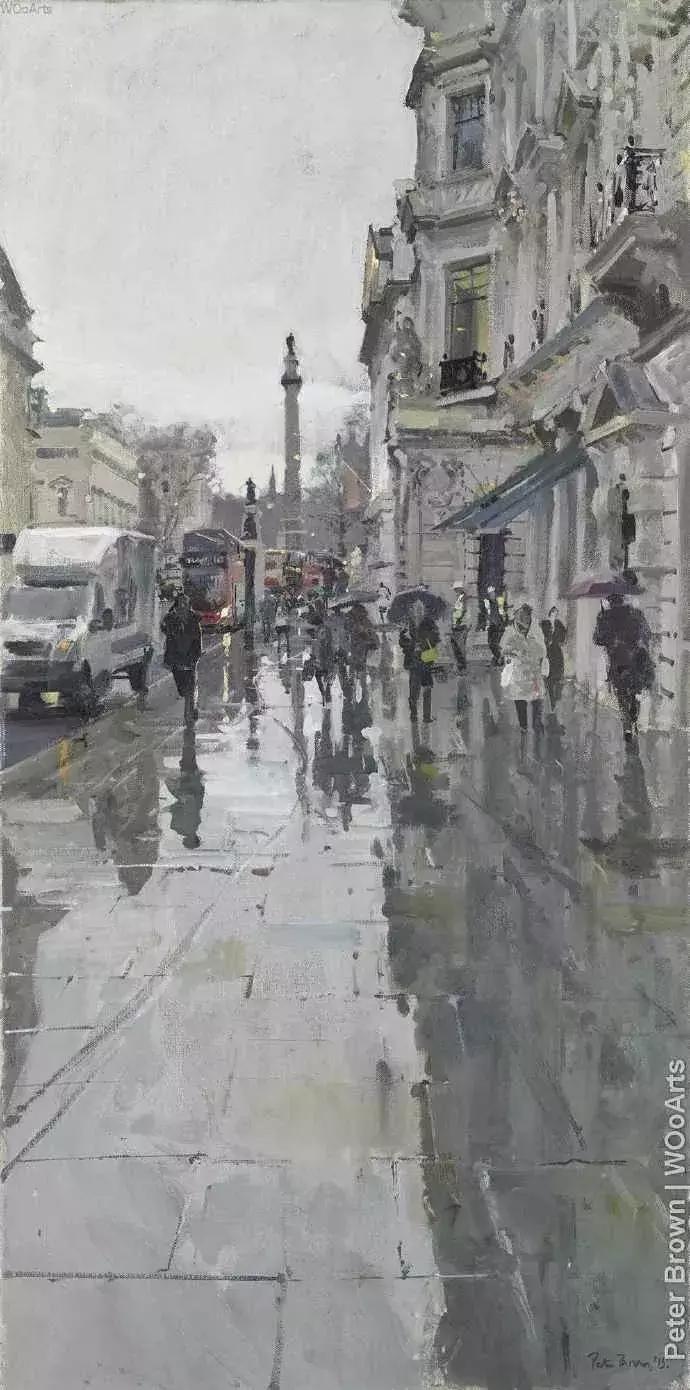 欧洲油画秋日街景,peterbrown油画从哪里买