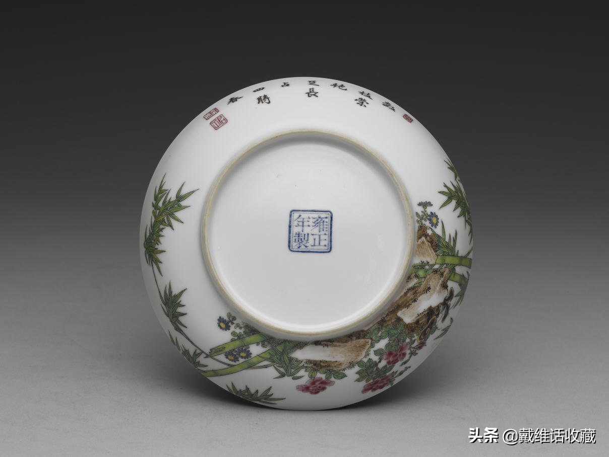 雍正珐琅彩真品款识用料,清雍正珐琅彩红料