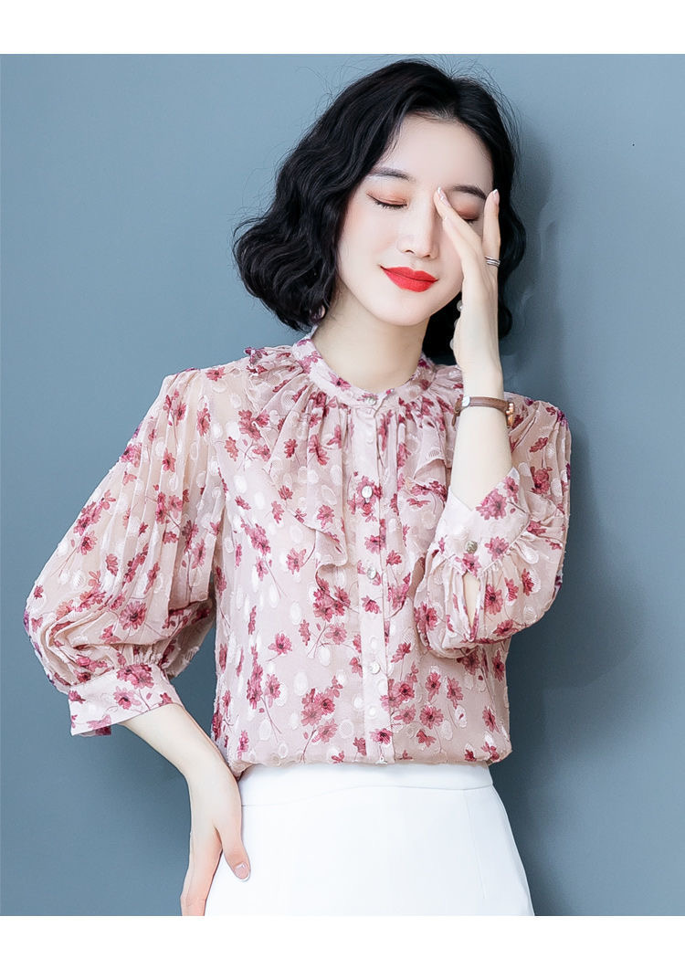 140斤微胖女装新款碎花雪纺衬衫,洋气微胖女生穿搭夏季显瘦衬衫