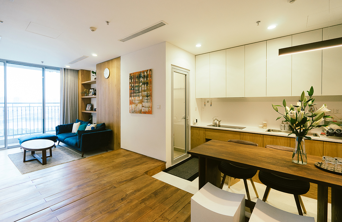 客厅卧室打通隔断折叠推拉门,门挨门相邻两套房打通装修效果图