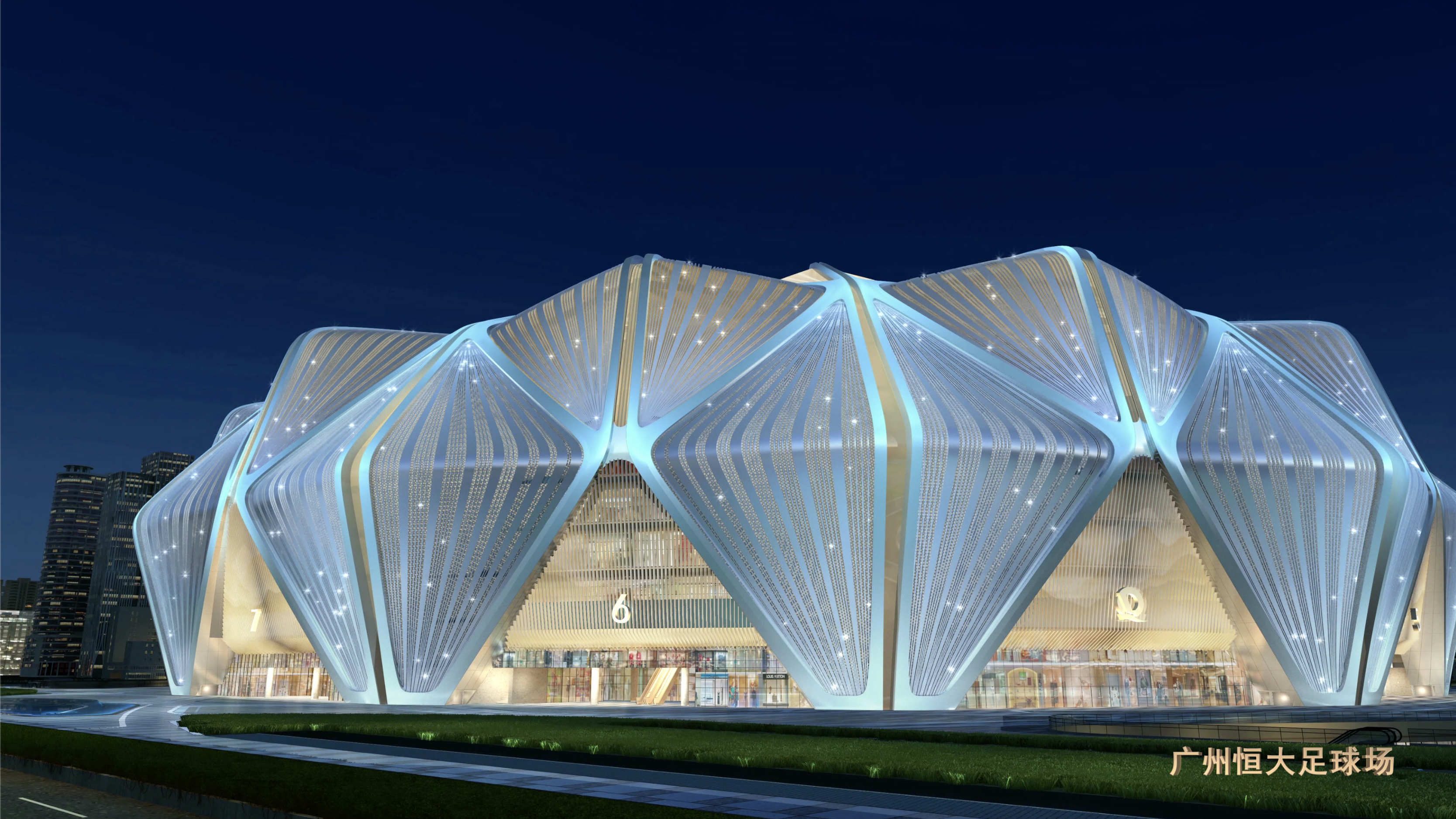 恒大球场灯光效果图莲花,恒大新球场效果视频