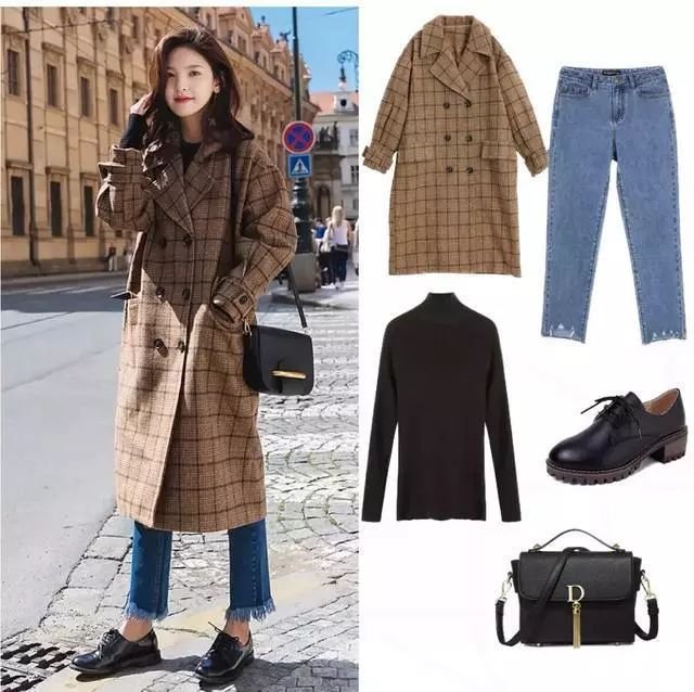 英伦格子风双面大衣搭配,复古时髦格子大衣怎么搭配好看