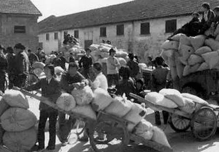 交公粮的农民老照片,农村交公粮老照片