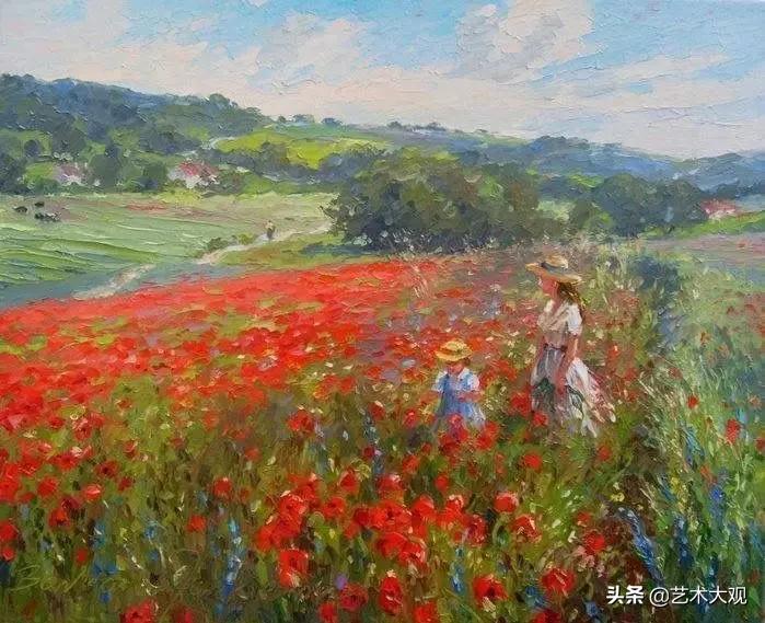 意境花卉绘画,花开无语排版