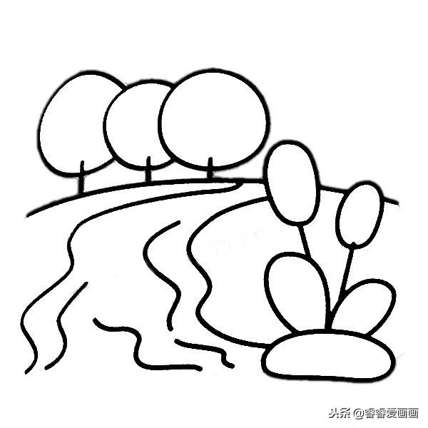 用铅笔就能画的超简单风景简笔画,儿童公园简笔画彩色场景风景人物