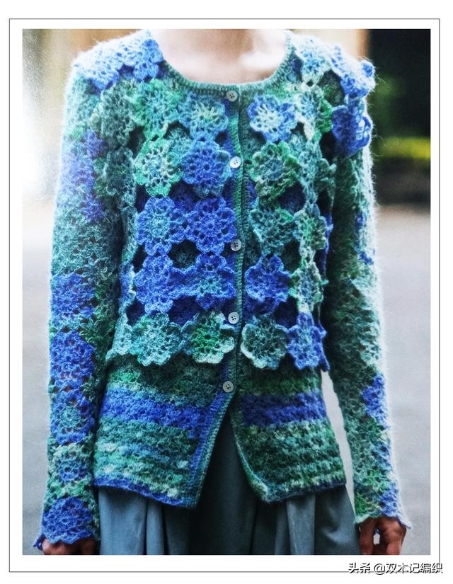 圆形花片拼接钩织衣服开衫,女士短款开衫的编织教程
