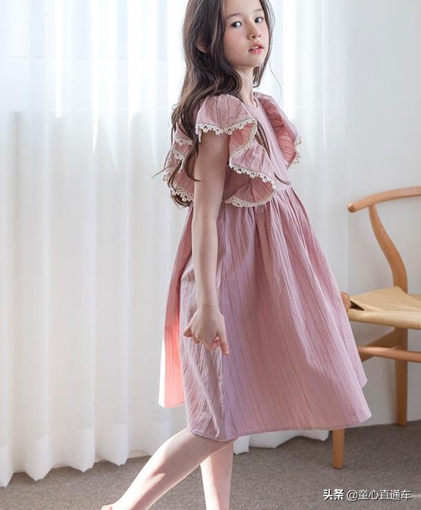 韩系童装春季连衣裙,韩版中大童裙子