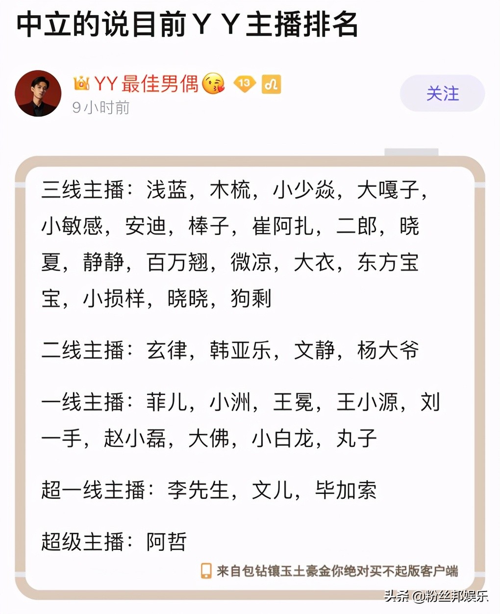 yy主播排名阿哲,yy主播阿哲多高