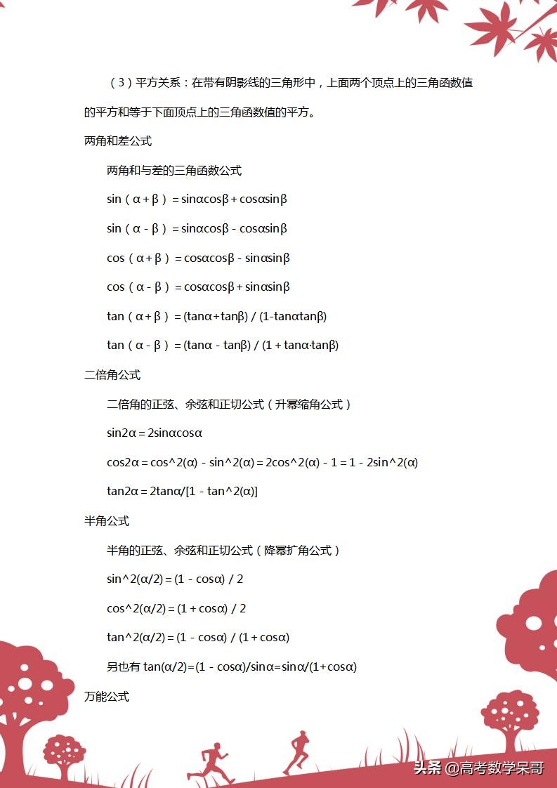 三角函数诱导公式高考数学知识点,高中三角函数诱导公式学习技巧