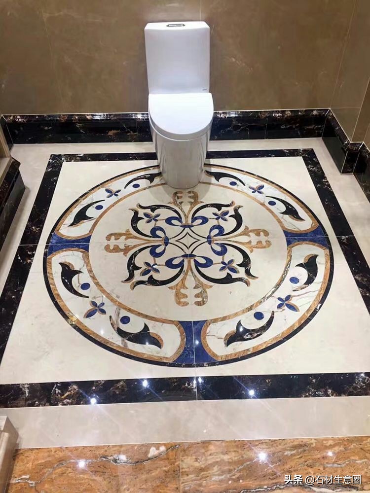 大理石地面水刀拼花效果图,100多平方水刀拼花图片