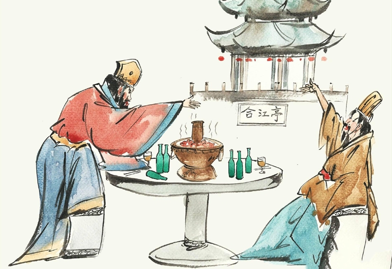 萧何月下追韩信梅瓶原图,萧何月下追韩信真迹图