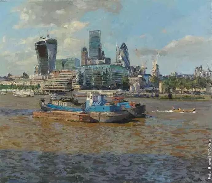 欧洲油画秋日街景,peterbrown油画从哪里买