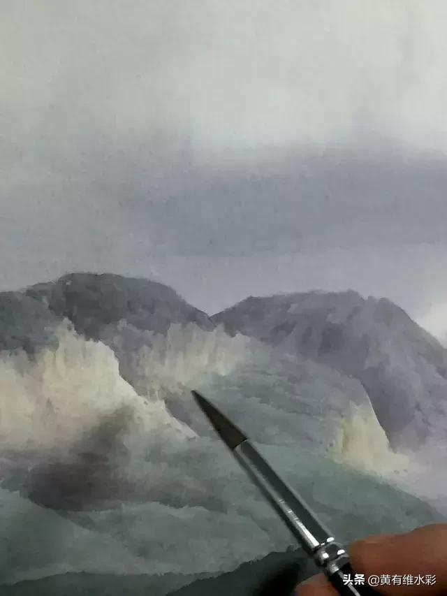 水彩画山风景入门,远山画法入门教程