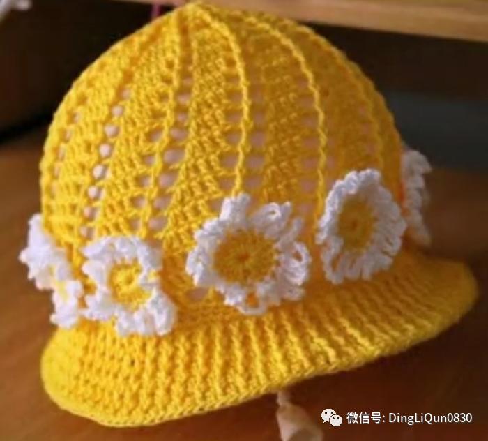 针织作品30款时尚钩花装饰帽子,简单易学又好看的针织帽子